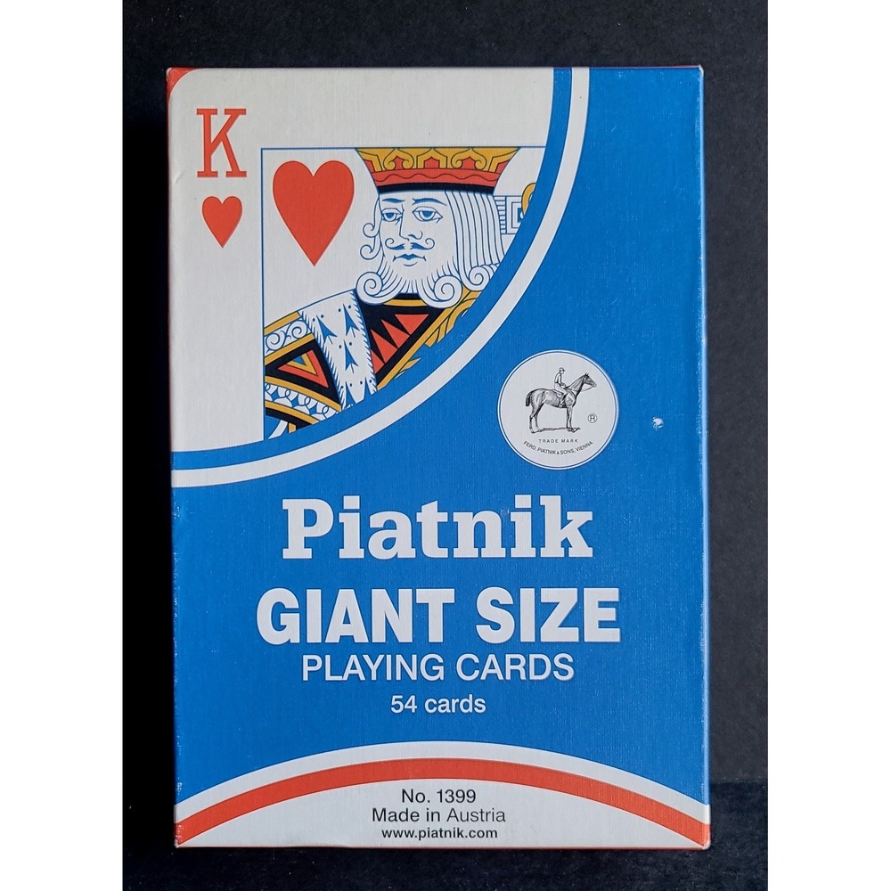 Piatnik Giant Size Playing Cards No. 1399 Made in Austria‎ 54 Cards Red Blue